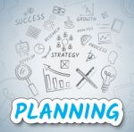 Planning Ideas Shows Objectives And Goals Icons Stock Photo
