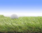 Side Golf Left On Green Grass Field Stock Photo