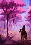 Illustration Digital Painting Pink Forest Stock Photo