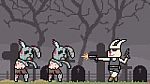 Pixel Art Rabbit Fight Zombie Stock Photo