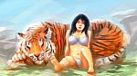 Tiger Woman Painting Sexy Stock Photo